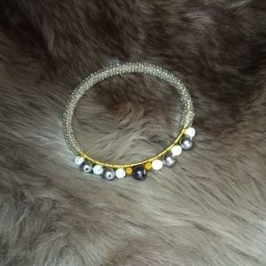 💋 Cream + Navy Blue Jewelry Bangle NWT